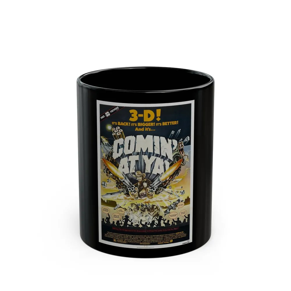 COMIN' AT YA! 1981 Movie Poster - Black Coffee Mug-11oz-Go Mug Yourself