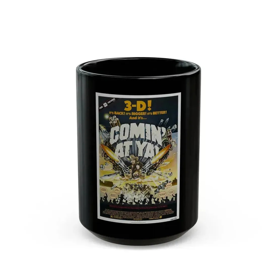 COMIN' AT YA! 1981 Movie Poster - Black Coffee Mug 15oz - Go Mug Yourself