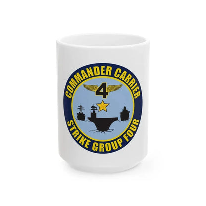 Command Carriers Strike Group 4 (U.S. Navy) White Coffee Mug 15oz - Go Mug Yourself