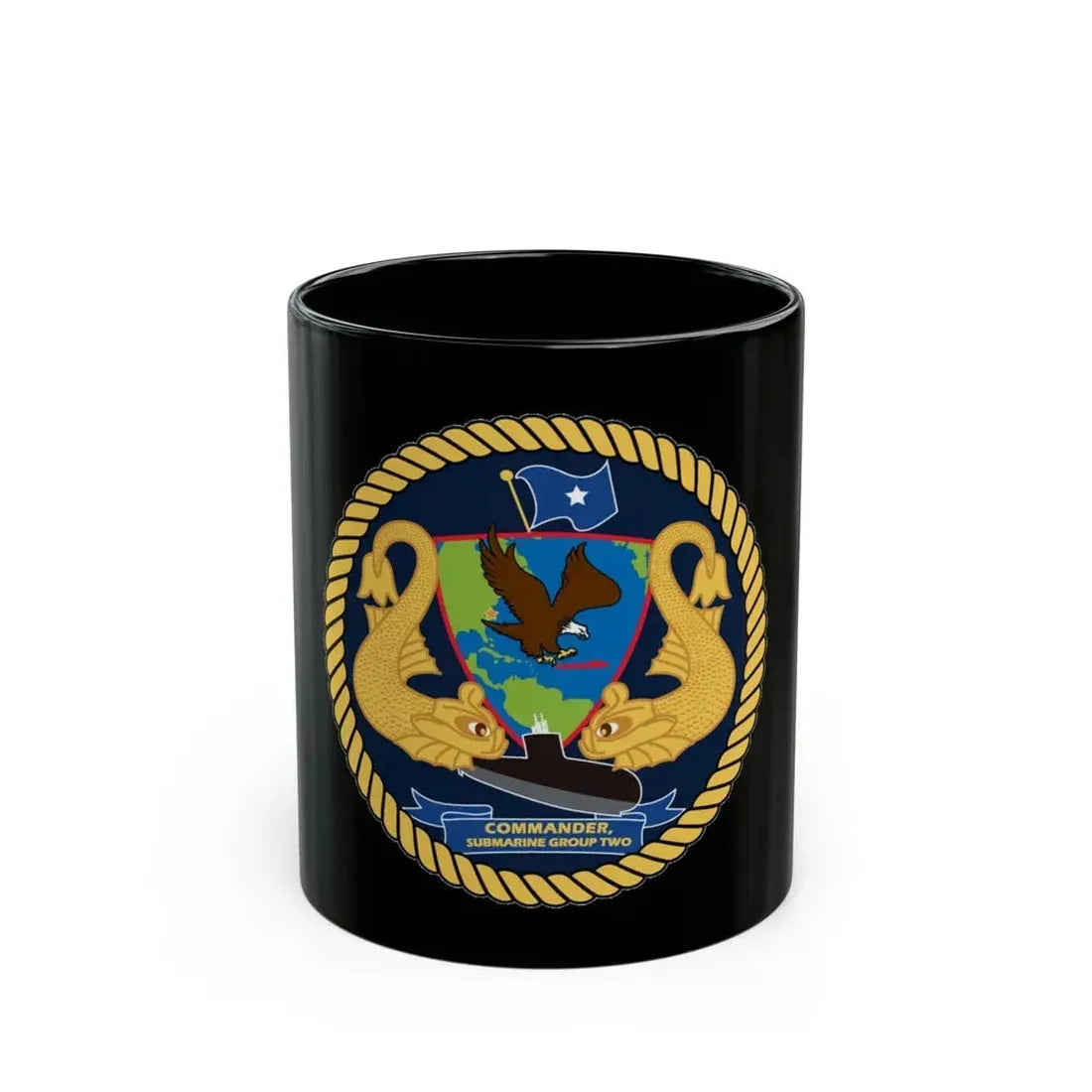 Commander Submarine Group Two (U.S. Navy) Black Coffee Mug 11oz - Go Mug Yourself