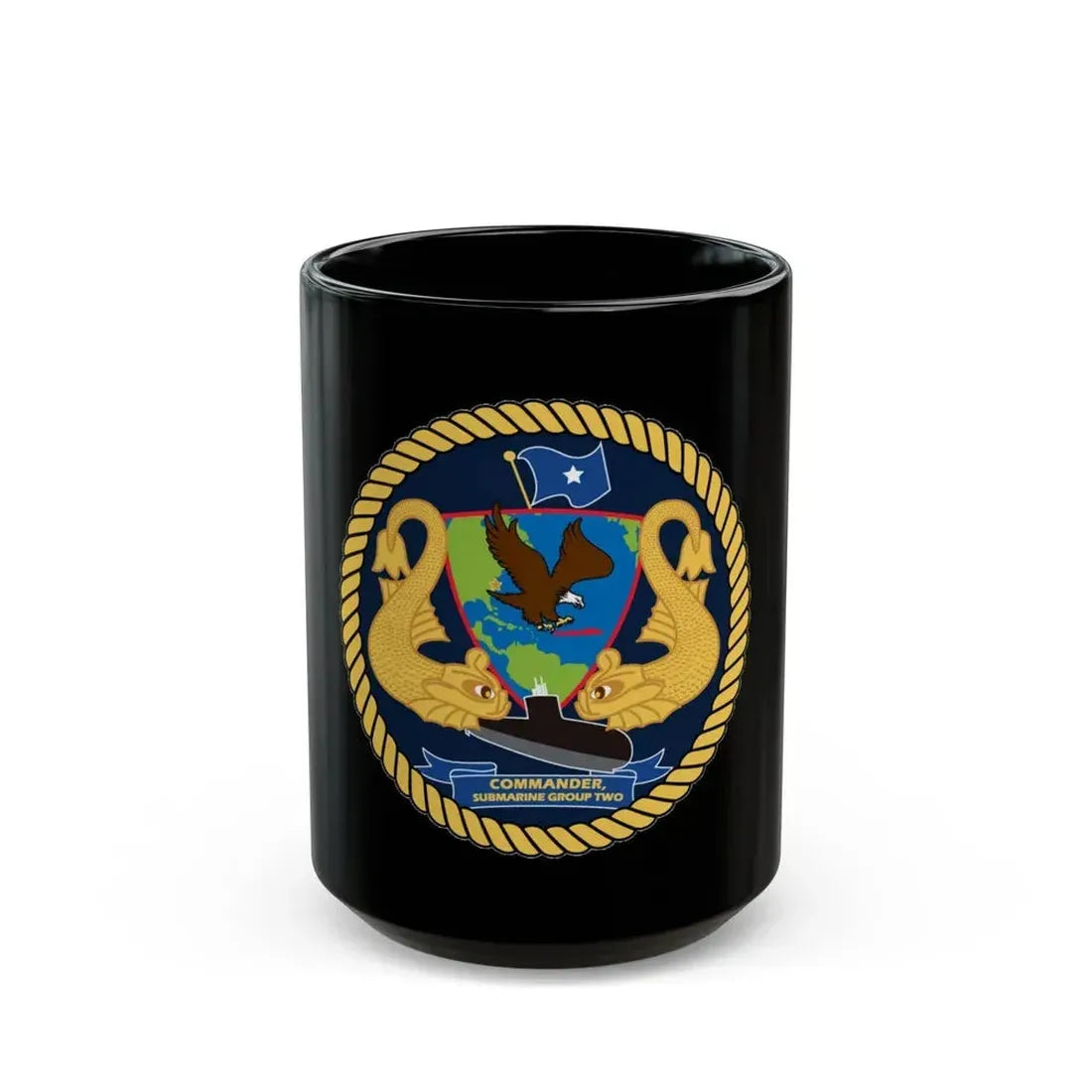 Commander Submarine Group Two (U.S. Navy) Black Coffee Mug 15oz - Go Mug Yourself