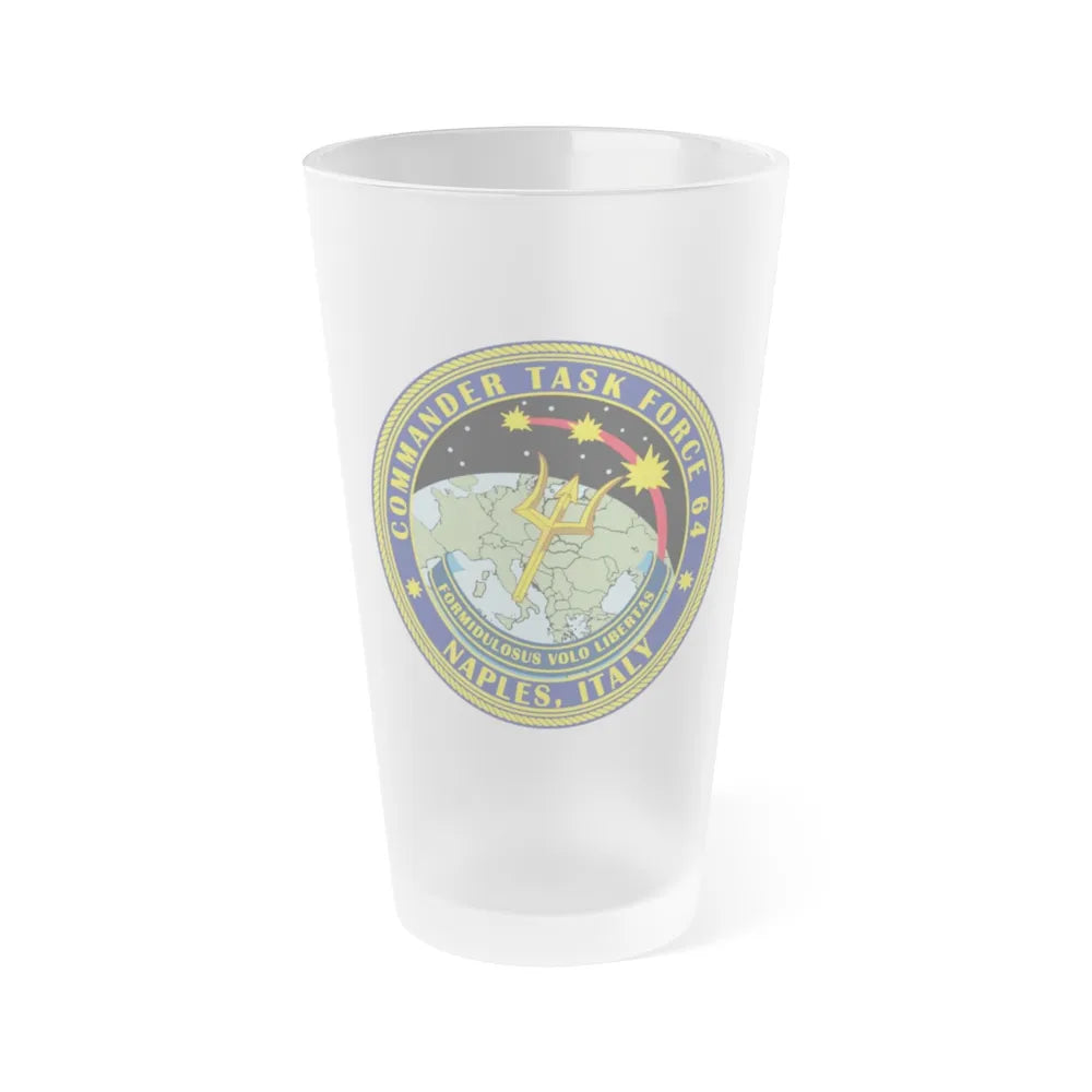 Commander Task Force 64 (U.S. Navy) Frosted Pint Glass 16oz-Go Mug Yourself