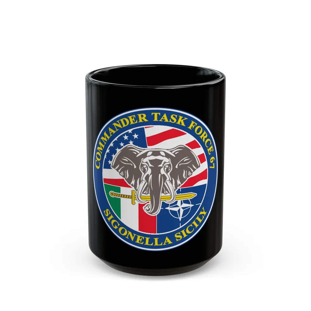 Commander Task Force 67 Sigonella Sicily CTF 67 (U.S. Navy) Black Coffee Mug-15oz-Go Mug Yourself