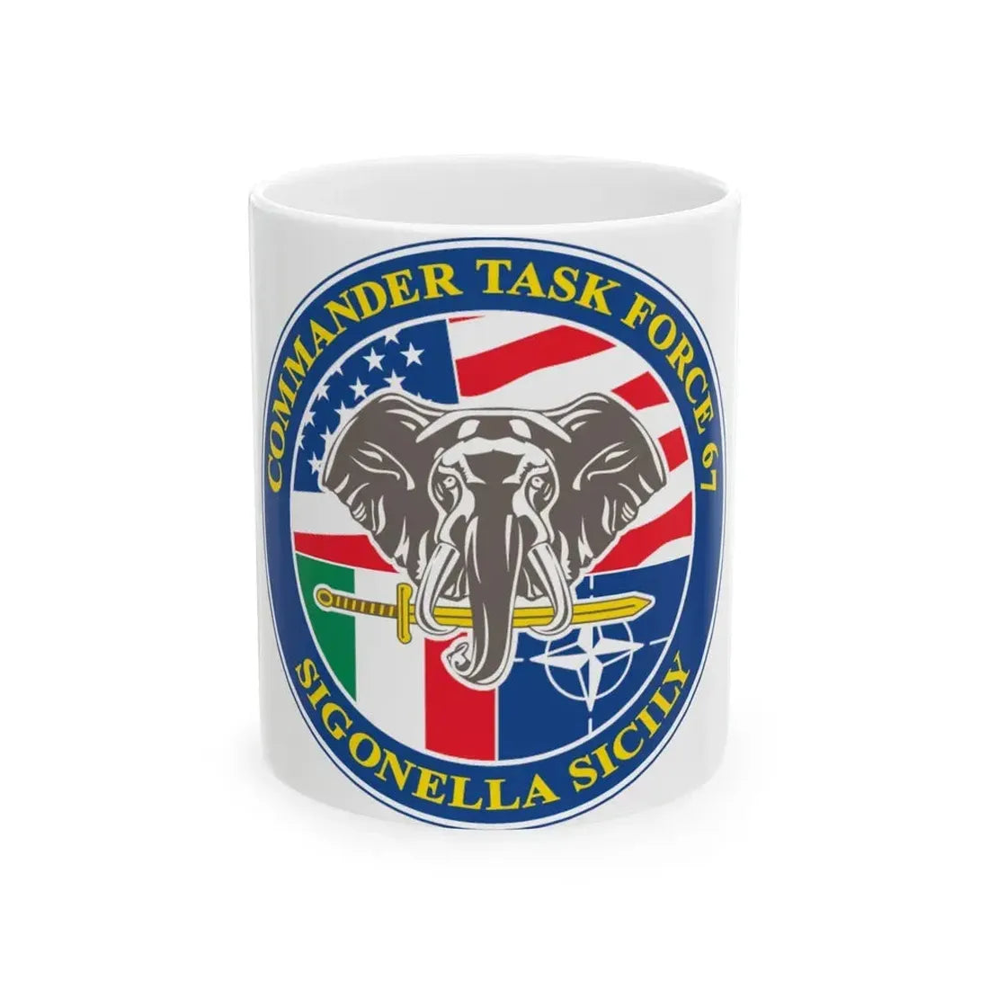 Commander Task Force 67 Sigonella Sicily CTF 67 (U.S. Navy) White Coffee Mug 11oz - Go Mug Yourself