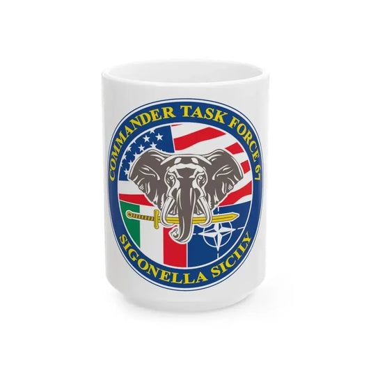Commander Task Force 67 Sigonella Sicily CTF 67 (U.S. Navy) White Coffee Mug 15oz - Go Mug Yourself