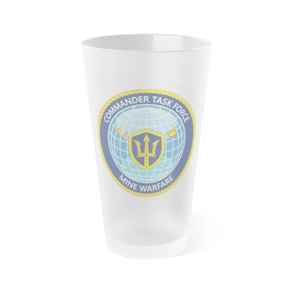 Commander Task Force Mine Warfare CTF MW (U.S. Navy) Frosted Pint Glass 16oz-Go Mug Yourself