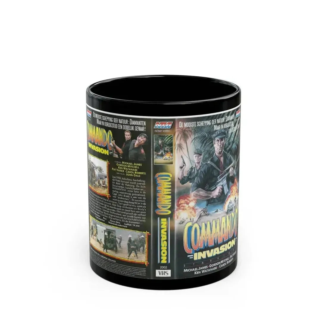 COMMANDO INVASION (VHS COVER) - Black Coffee Mug 11oz - Go Mug Yourself