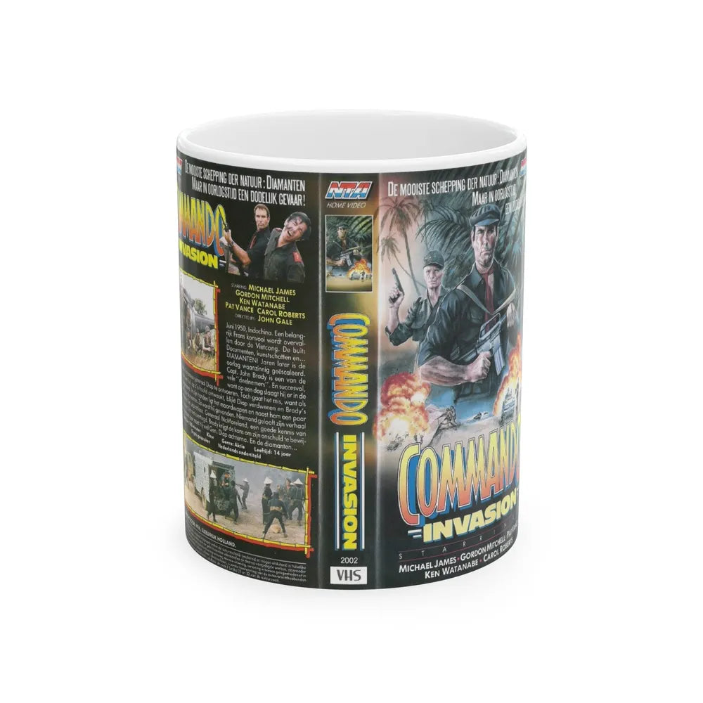 COMMANDO INVASION (VHS COVER) - White Coffee Mug-11oz-Go Mug Yourself