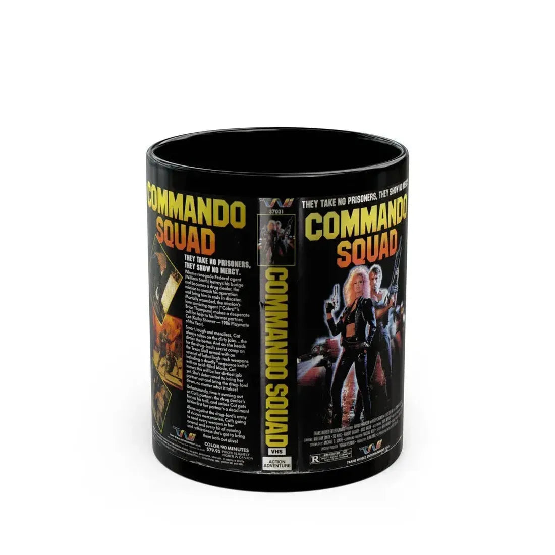COMMANDO SQUAD (VHS COVER) - Black Coffee Mug 11oz - Go Mug Yourself