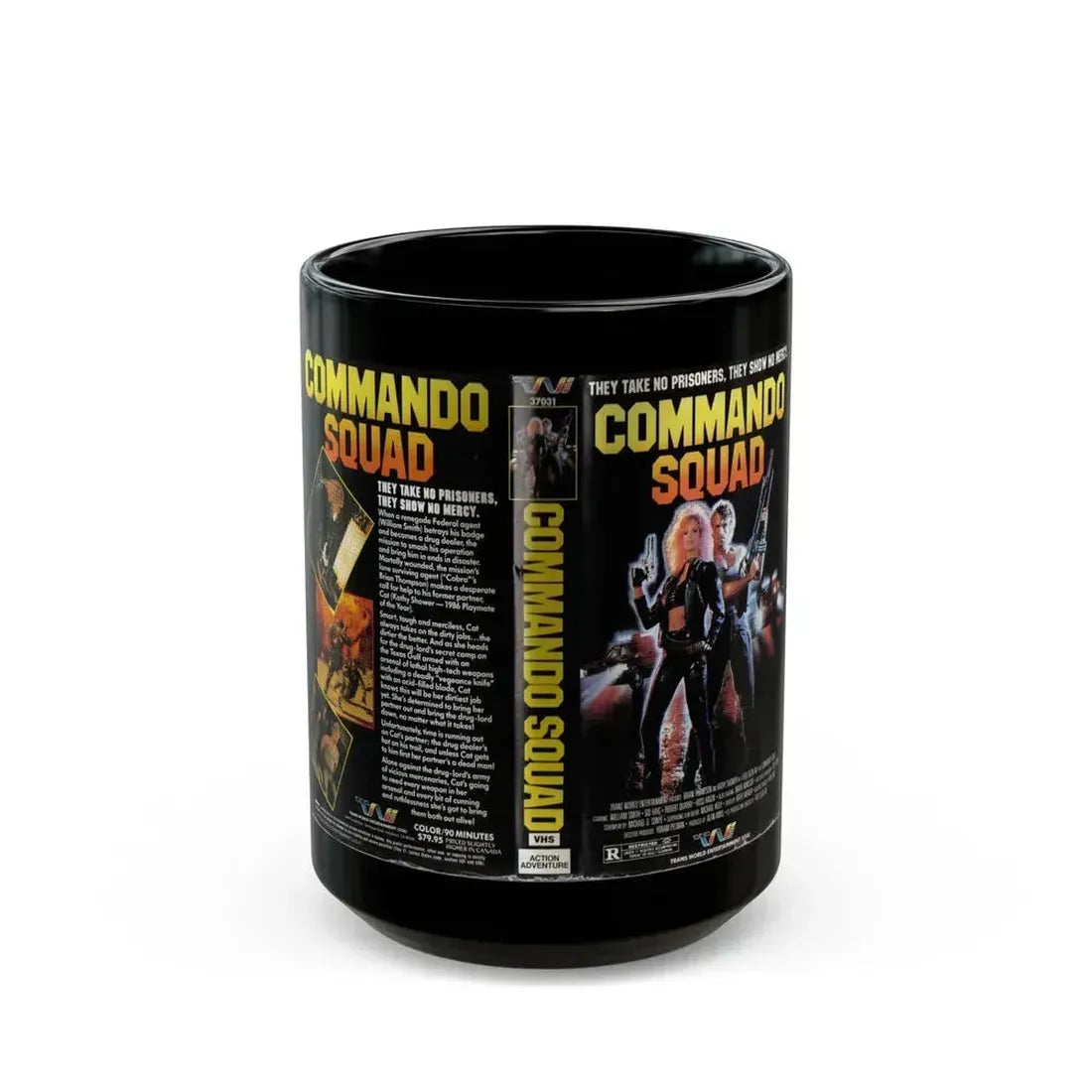 COMMANDO SQUAD (VHS COVER) - Black Coffee Mug 15oz - Go Mug Yourself