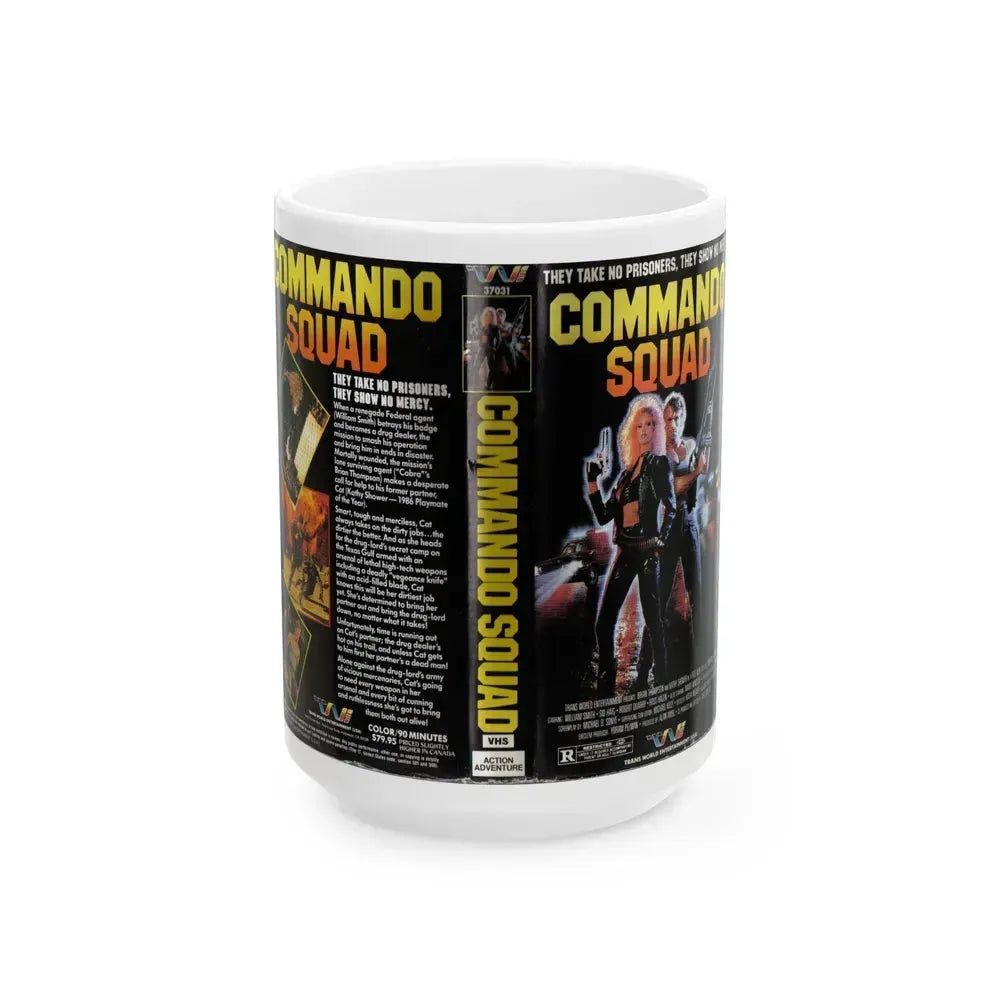 COMMANDO SQUAD (VHS COVER) - White Coffee Mug 15oz - Go Mug Yourself