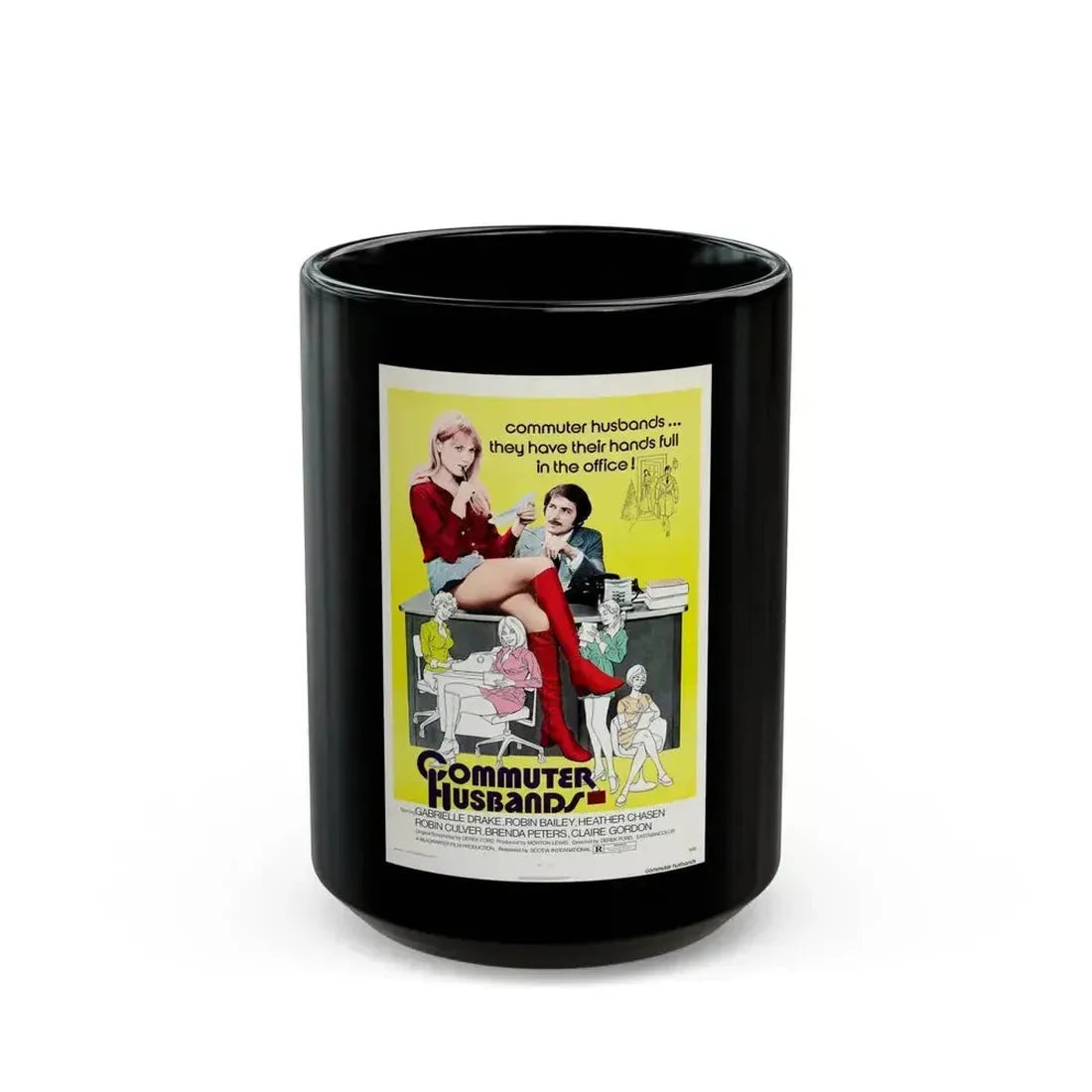 COMMUTER HUSBANDS 1973 Movie Poster - Black Coffee Mug 15oz - Go Mug Yourself