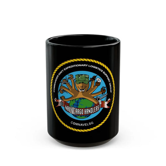 COMNAVELSG Cargo Handlers Commander Navy Expeditionary Logistics Support Group (U.S. Navy) Black Coffee Mug-15oz-Go Mug Yourself