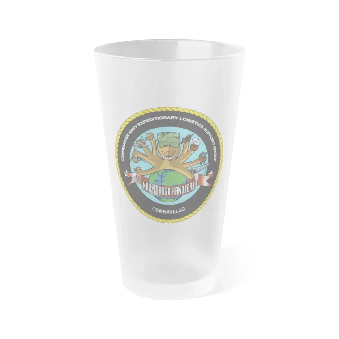 COMNAVELSG Cargo Handlers Commander Navy Expeditionary Logistics Support Group (U.S. Navy) Frosted Pint Glass 16oz Default Title - Go Mug Yourself
