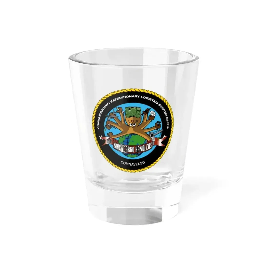 COMNAVELSG Cargo Handlers Commander Navy Expeditionary Logistics Support Group (U.S. Navy) Shot Glass 1.5oz 1.5oz - Go Mug Yourself