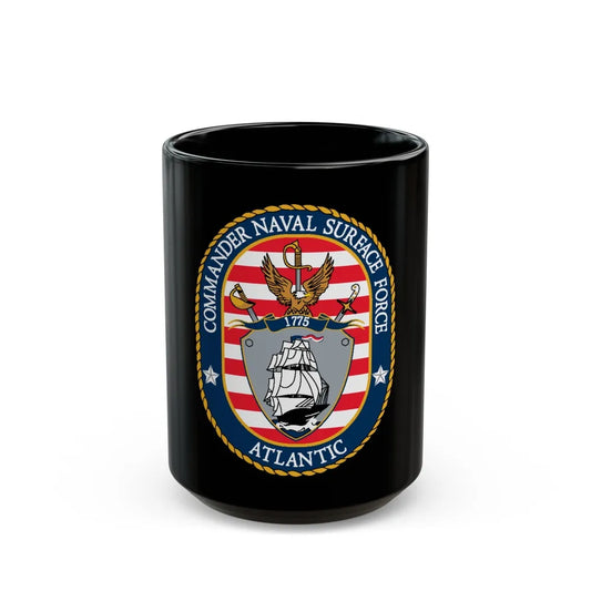 COMNAVSURFLANT N44 Commander Naval Surface Force Atlantic (U.S. Navy) Black Coffee Mug-15oz-Go Mug Yourself