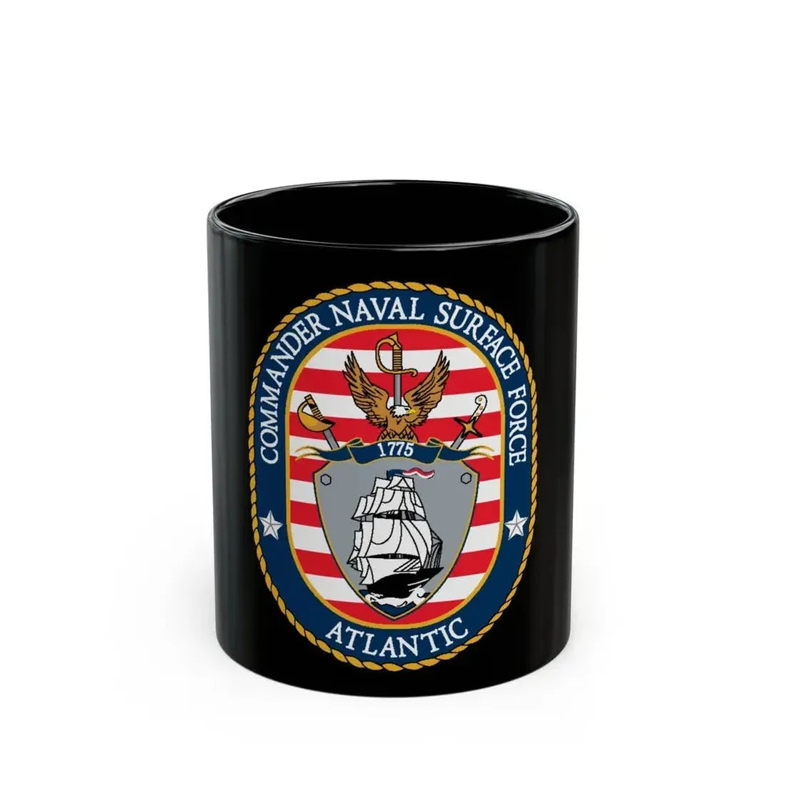 COMNAVSURFLANT N44 Commander Naval Surface Force Atlantic (U.S. Navy) Black Coffee Mug 11oz - Go Mug Yourself