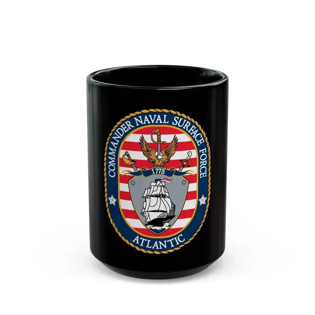 COMNAVSURFLANT N44 Commander Naval Surface Force Atlantic (U.S. Navy) Black Coffee Mug 15oz - Go Mug Yourself