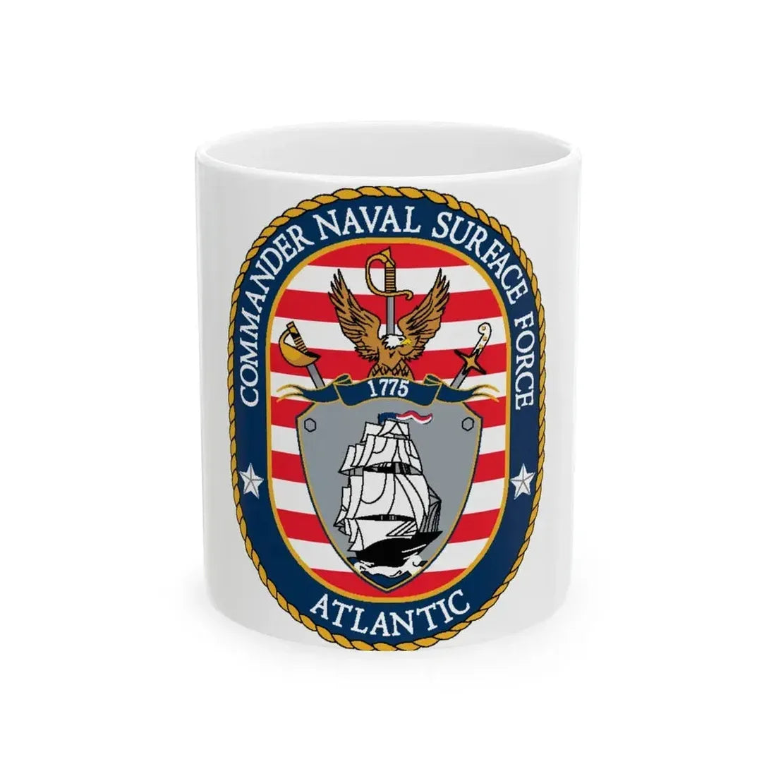 COMNAVSURFLANT N44 Commander Naval Surface Force Atlantic (U.S. Navy) White Coffee Mug 11oz - Go Mug Yourself