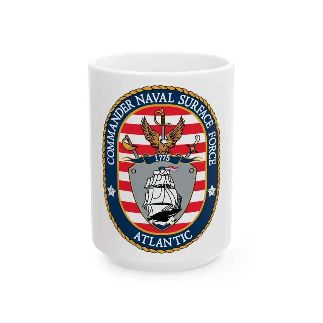 COMNAVSURFLANT N44 Commander Naval Surface Force Atlantic (U.S. Navy) White Coffee Mug 15oz - Go Mug Yourself