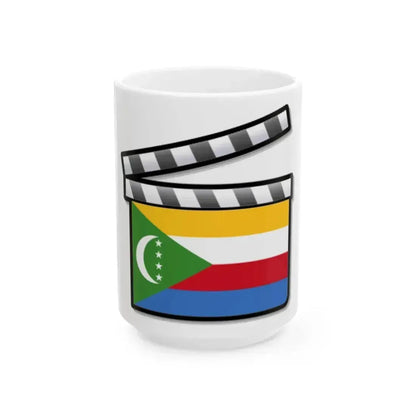 Comoros film clapperboard (Comoros) White Coffee Mug 15oz - Go Mug Yourself