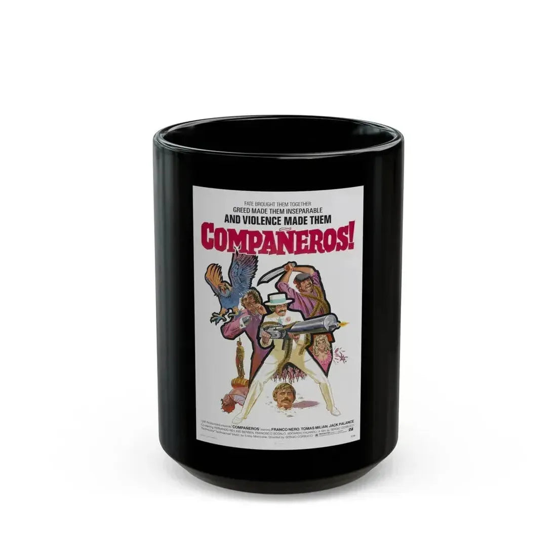 COMPANEROS 1970 Movie Poster - Black Coffee Mug 15oz - Go Mug Yourself