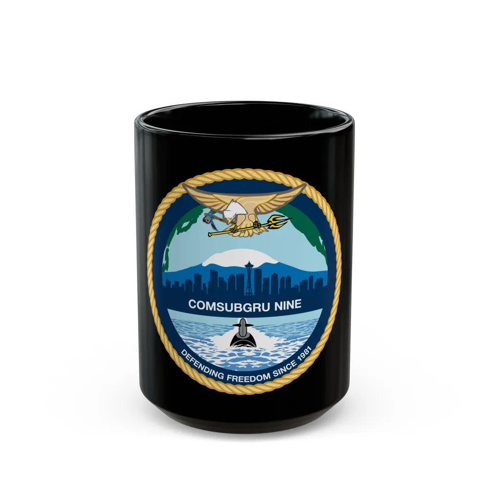 COMSUBGRU 9 Commander Submarine Group 9 (U.S. Navy) Black Coffee Mug-15oz-Go Mug Yourself