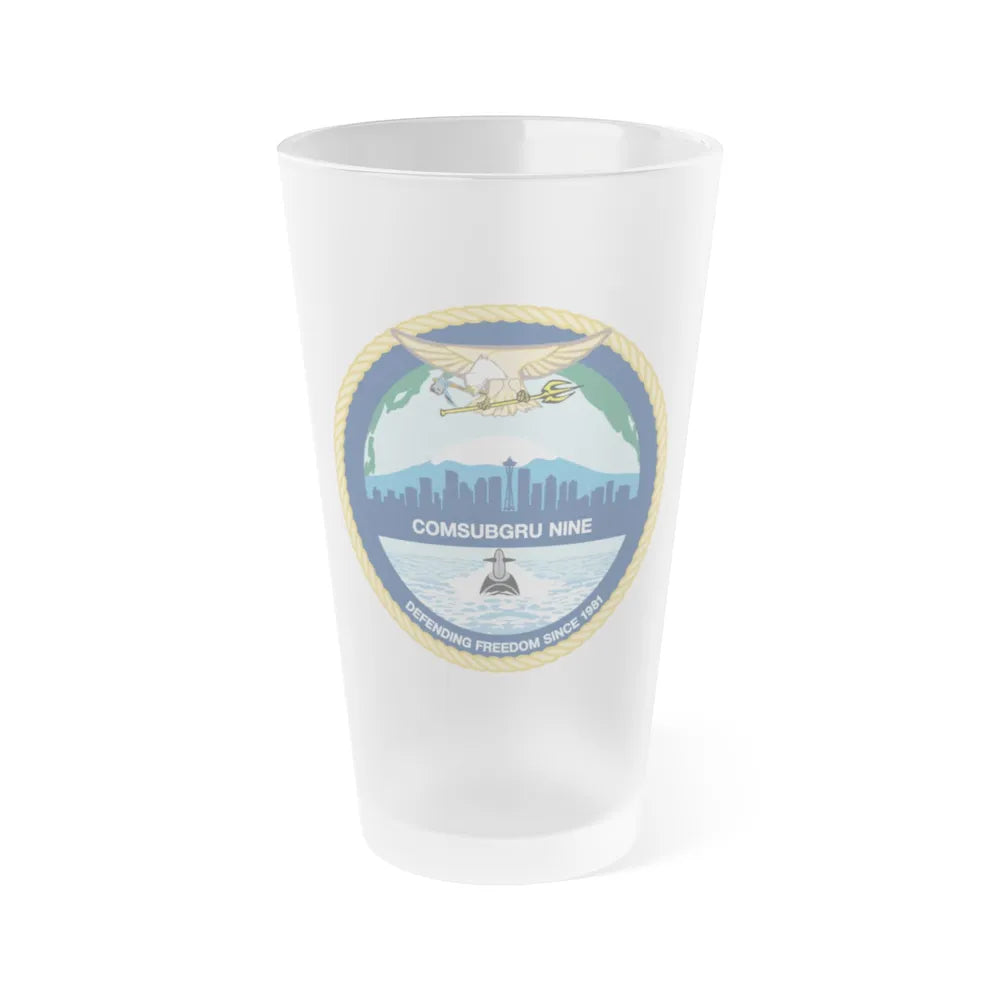 COMSUBGRU 9 Commander Submarine Group 9 (U.S. Navy) Frosted Pint Glass 16oz-Go Mug Yourself