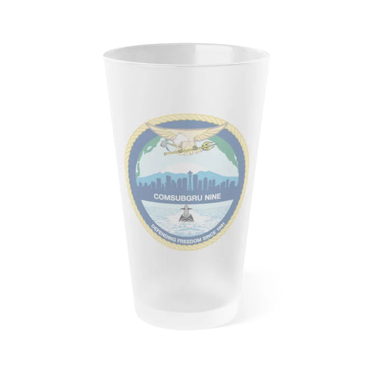 COMSUBGRU 9 Commander Submarine Group 9 (U.S. Navy) Frosted Pint Glass 16oz-Go Mug Yourself