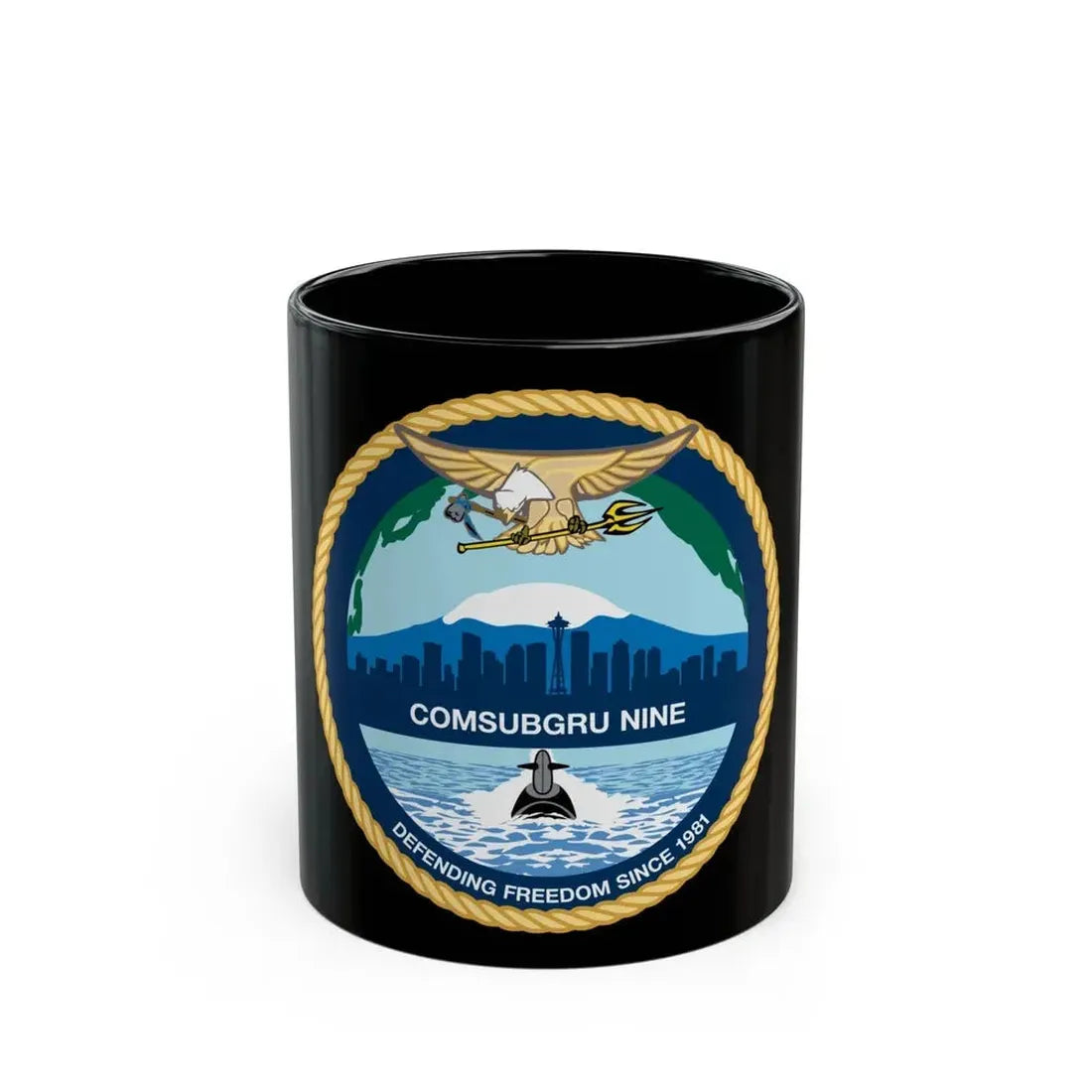 COMSUBGRU 9 Commander Submarine Group 9 (U.S. Navy) Black Coffee Mug 11oz - Go Mug Yourself