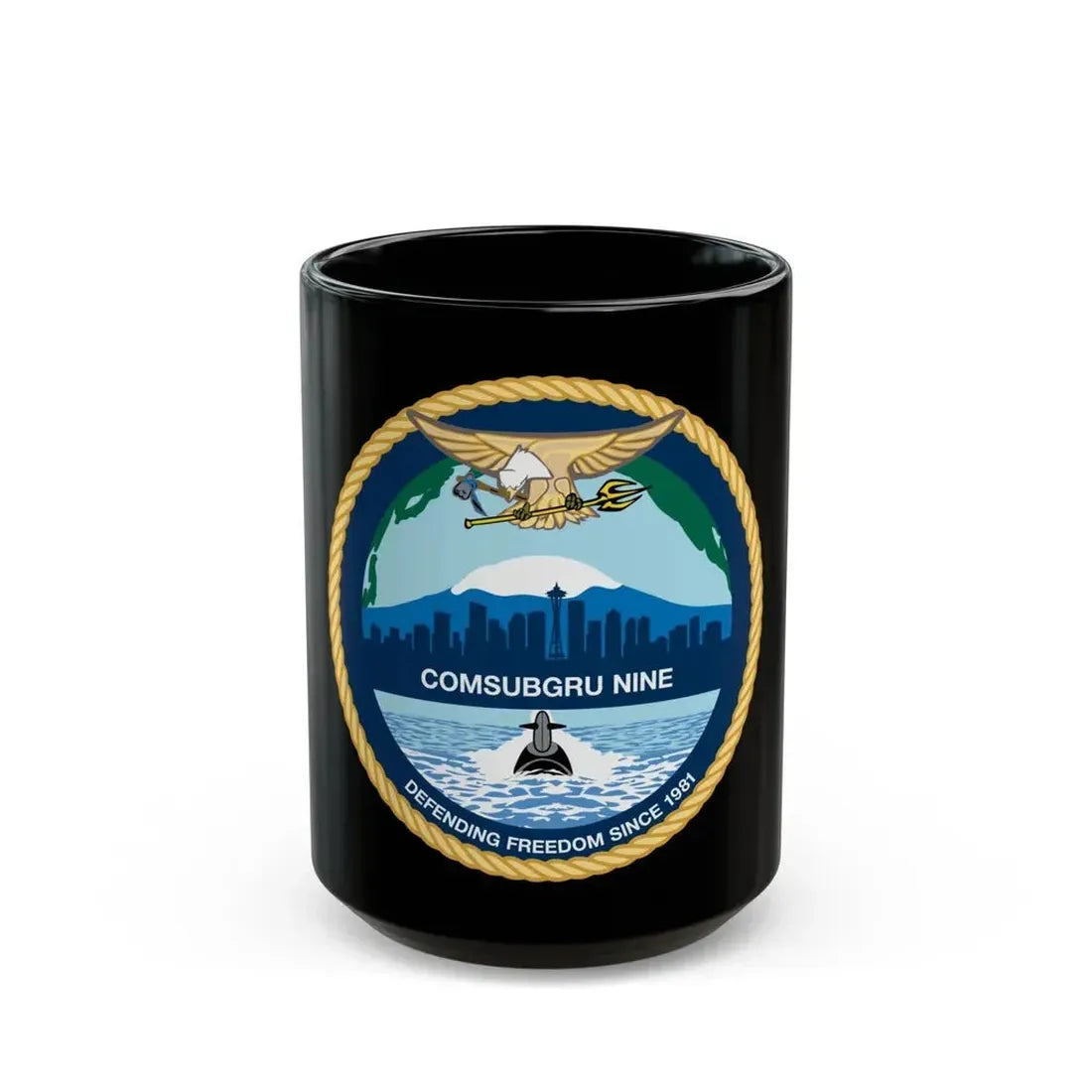 COMSUBGRU 9 Commander Submarine Group 9 (U.S. Navy) Black Coffee Mug 15oz - Go Mug Yourself