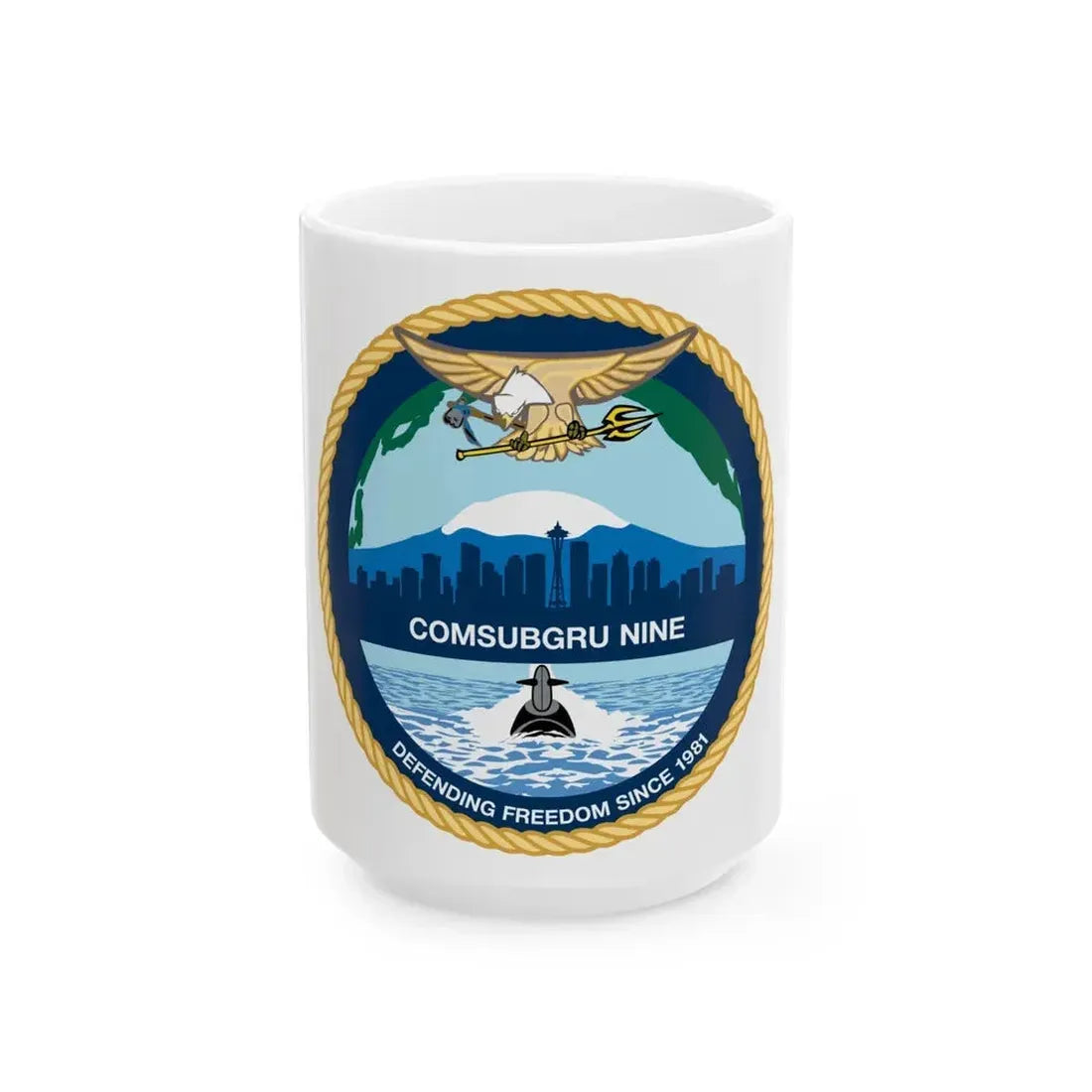 COMSUBGRU 9 Commander Submarine Group 9 (U.S. Navy) White Coffee Mug 15oz - Go Mug Yourself