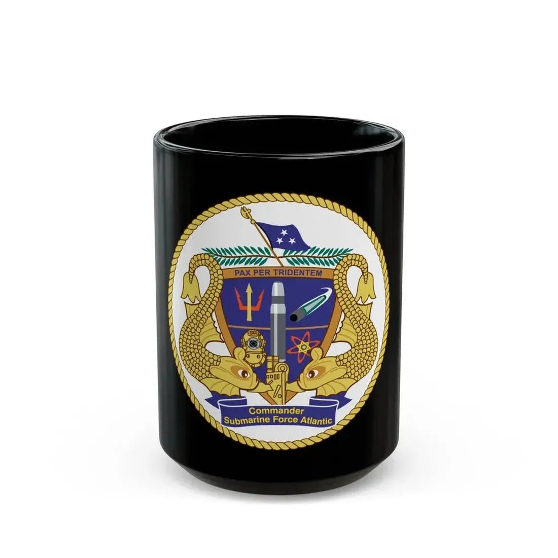 COMSUBLANT Atlantic Crest Commander Submarine Force Atlantic (U.S. Navy) Black Coffee Mug 15oz - Go Mug Yourself