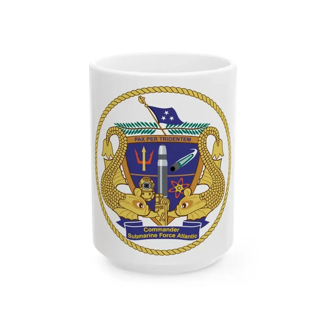 COMSUBLANT Atlantic Crest Commander Submarine Force Atlantic (U.S. Navy) White Coffee Mug 15oz - Go Mug Yourself