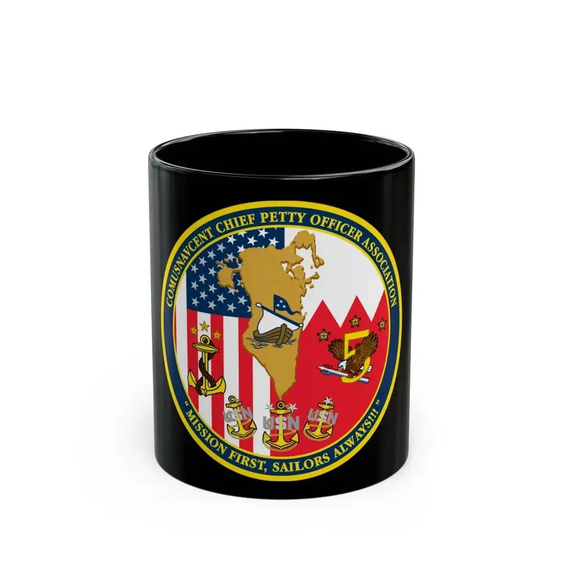 COMUSNAVCENT CPO Assoc COMUSNAVCENT CPO Assoc US Naval Forces Central Command Chief Petty Officer Association (U.S. Navy) Black Coffee Mug 11oz - Go Mug Yourself