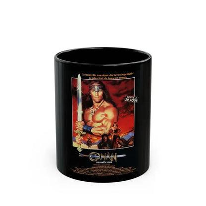 CONAN THE DESTROYER 1984 Movie Poster - Black Coffee Mug 11oz - Go Mug Yourself