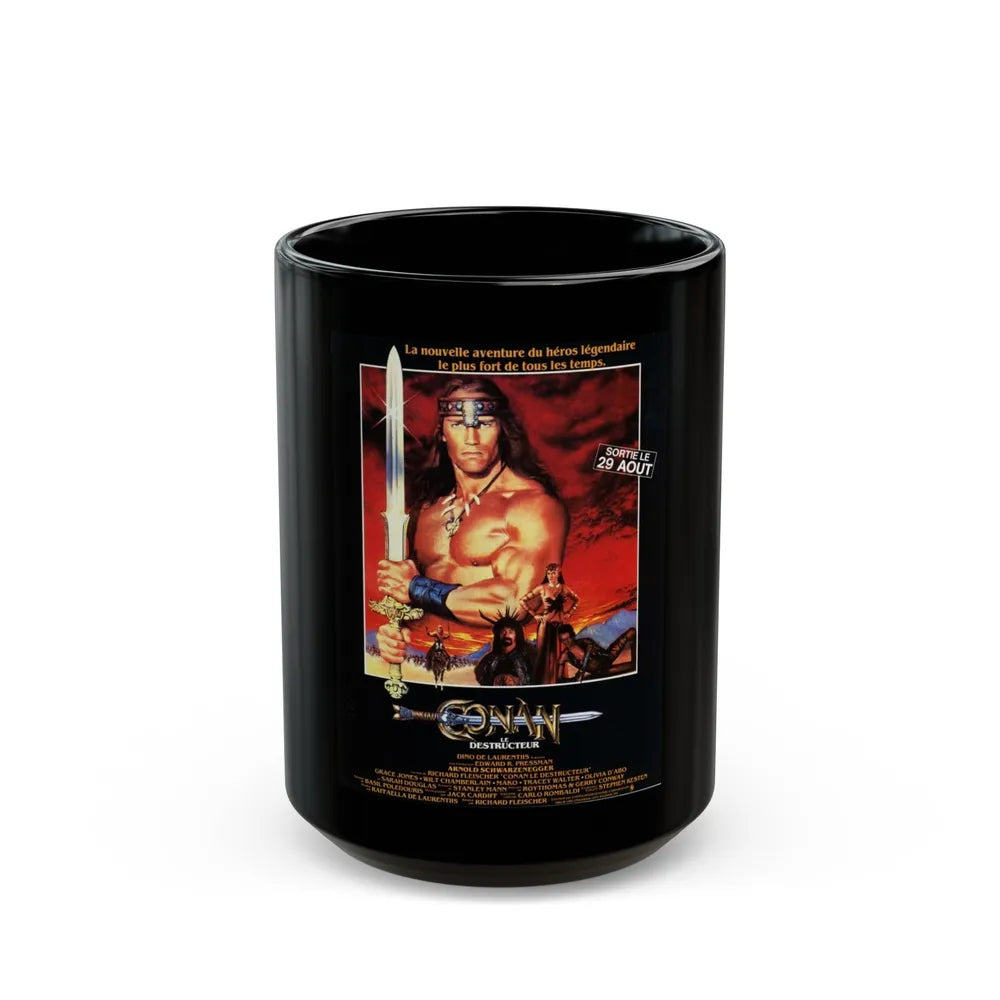 CONAN THE DESTROYER 1984 Movie Poster - Black Coffee Mug-15oz-Go Mug Yourself