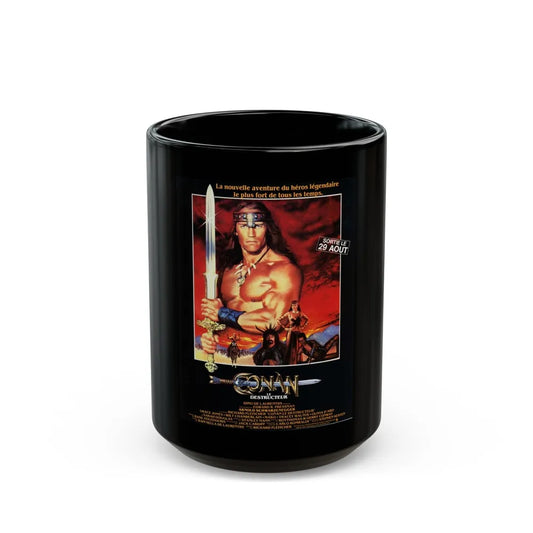 CONAN THE DESTROYER 1984 Movie Poster - Black Coffee Mug-15oz-Go Mug Yourself