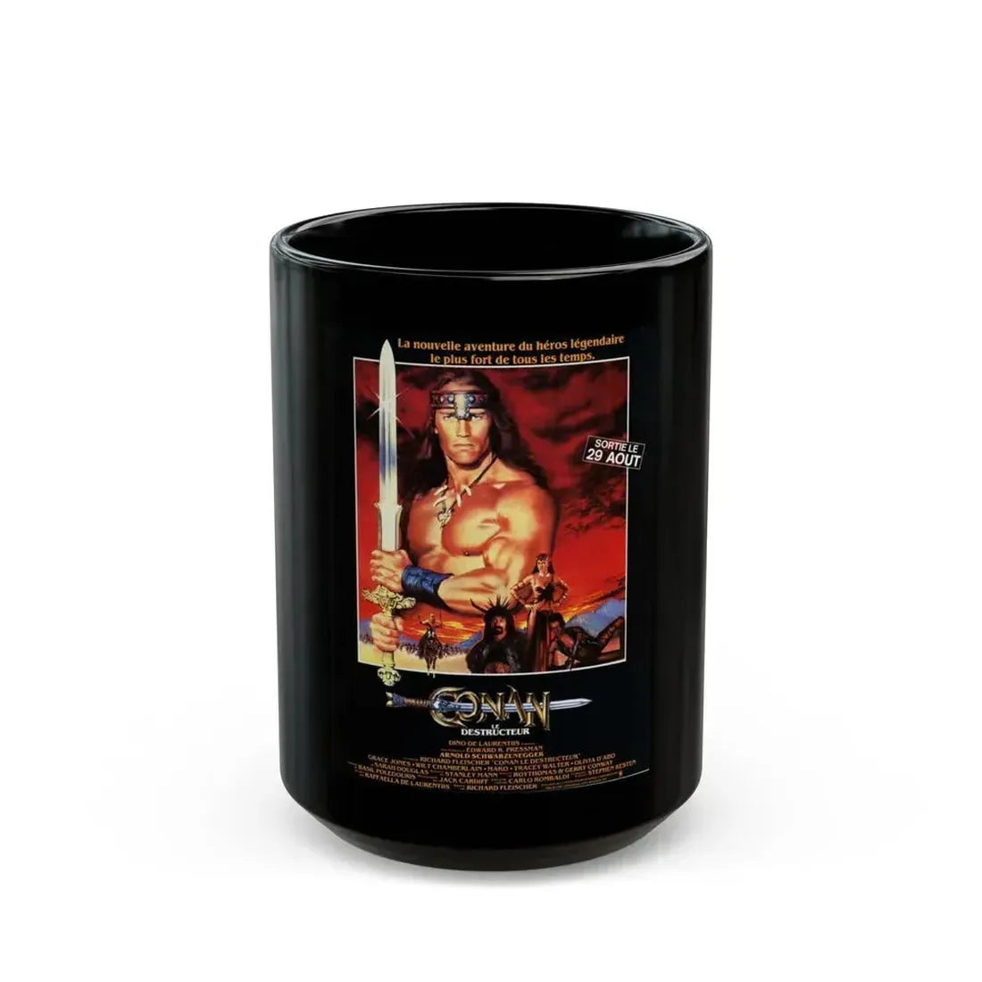 CONAN THE DESTROYER 1984 Movie Poster - Black Coffee Mug 15oz - Go Mug Yourself