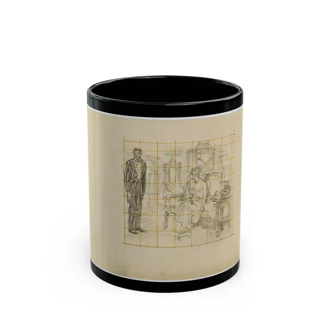 Conceptual Drawings - Black Coffee Mug 11oz - Go Mug Yourself