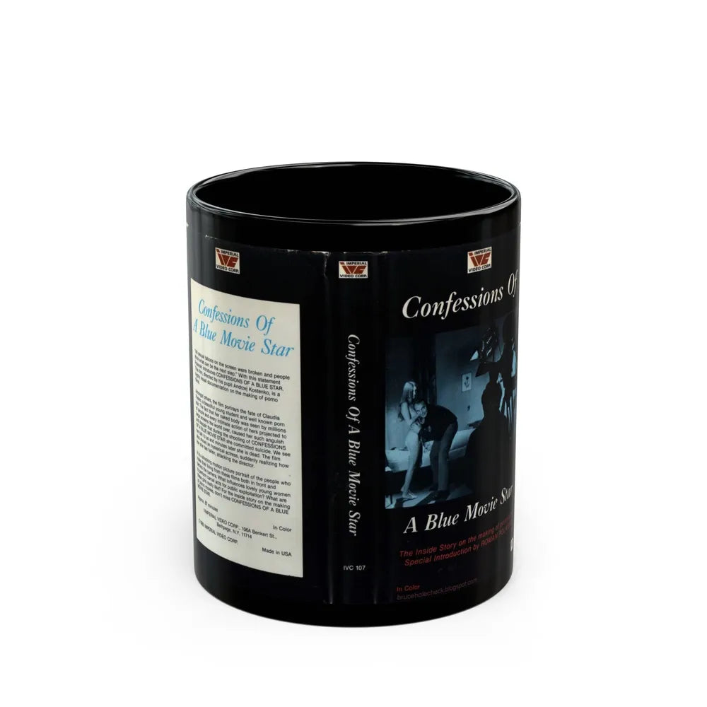 CONFESSIONS OF A BLUE MOVIE STAR (VHS COVER) - Black Coffee Mug-11oz-Go Mug Yourself