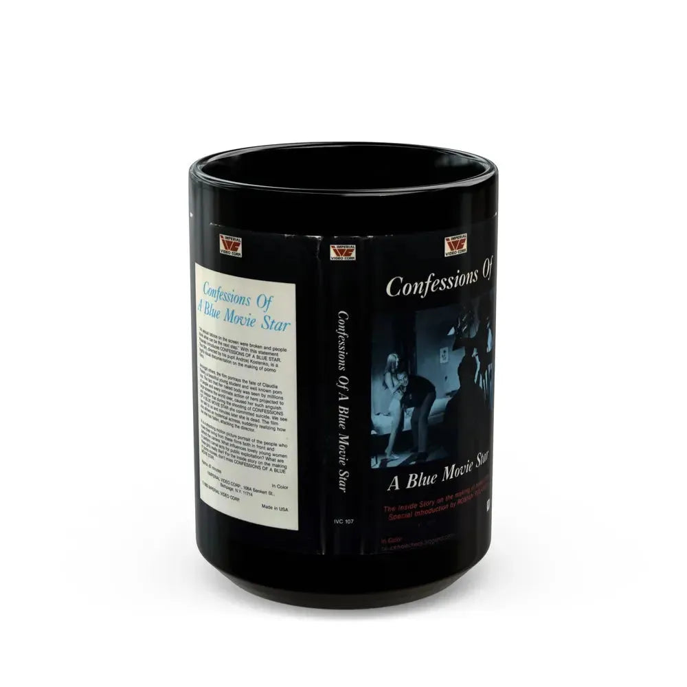 CONFESSIONS OF A BLUE MOVIE STAR (VHS COVER) - Black Coffee Mug 15oz - Go Mug Yourself