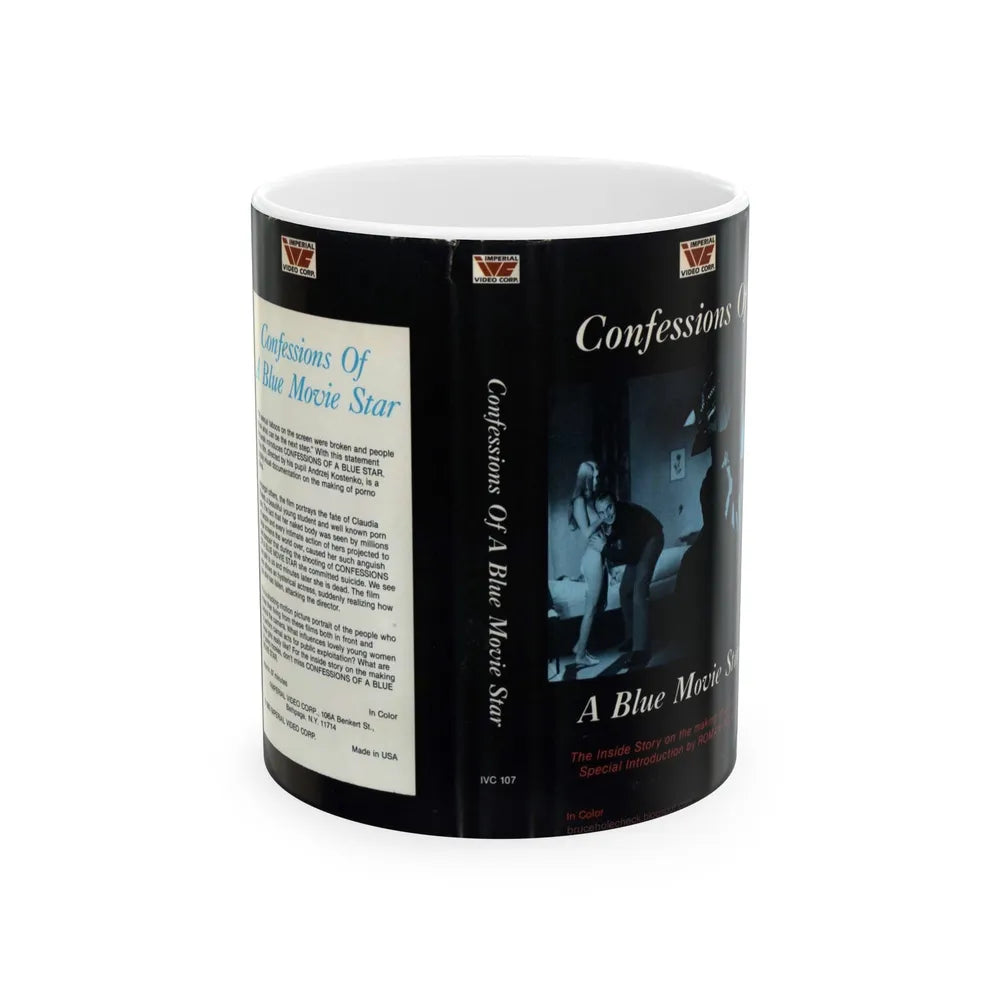 CONFESSIONS OF A BLUE MOVIE STAR (VHS COVER) - White Coffee Mug-11oz-Go Mug Yourself