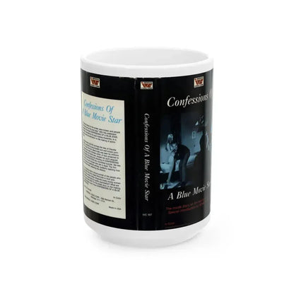 CONFESSIONS OF A BLUE MOVIE STAR (VHS COVER) - White Coffee Mug 15oz - Go Mug Yourself