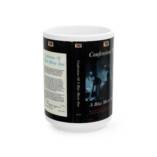 CONFESSIONS OF A BLUE MOVIE STAR (VHS COVER) - White Coffee Mug 15oz - Go Mug Yourself