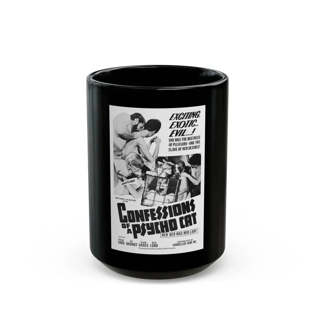 CONFESSIONS OF A PSYCHO CAT 1968 Movie Poster - Black Coffee Mug 15oz - Go Mug Yourself