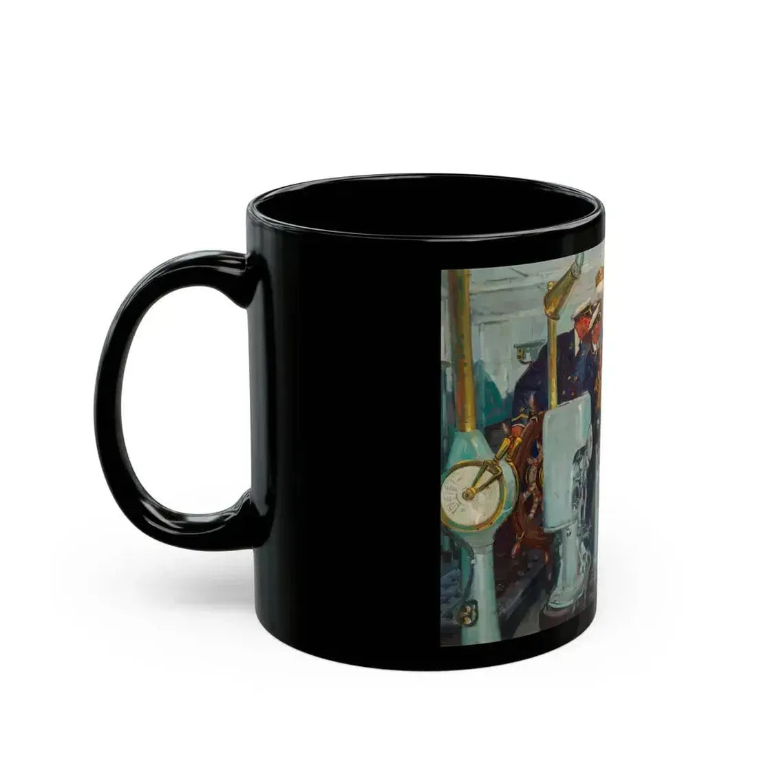Confrontation at Sea, magazine story illustration, 1942 - Black Coffee Mug - Go Mug Yourself