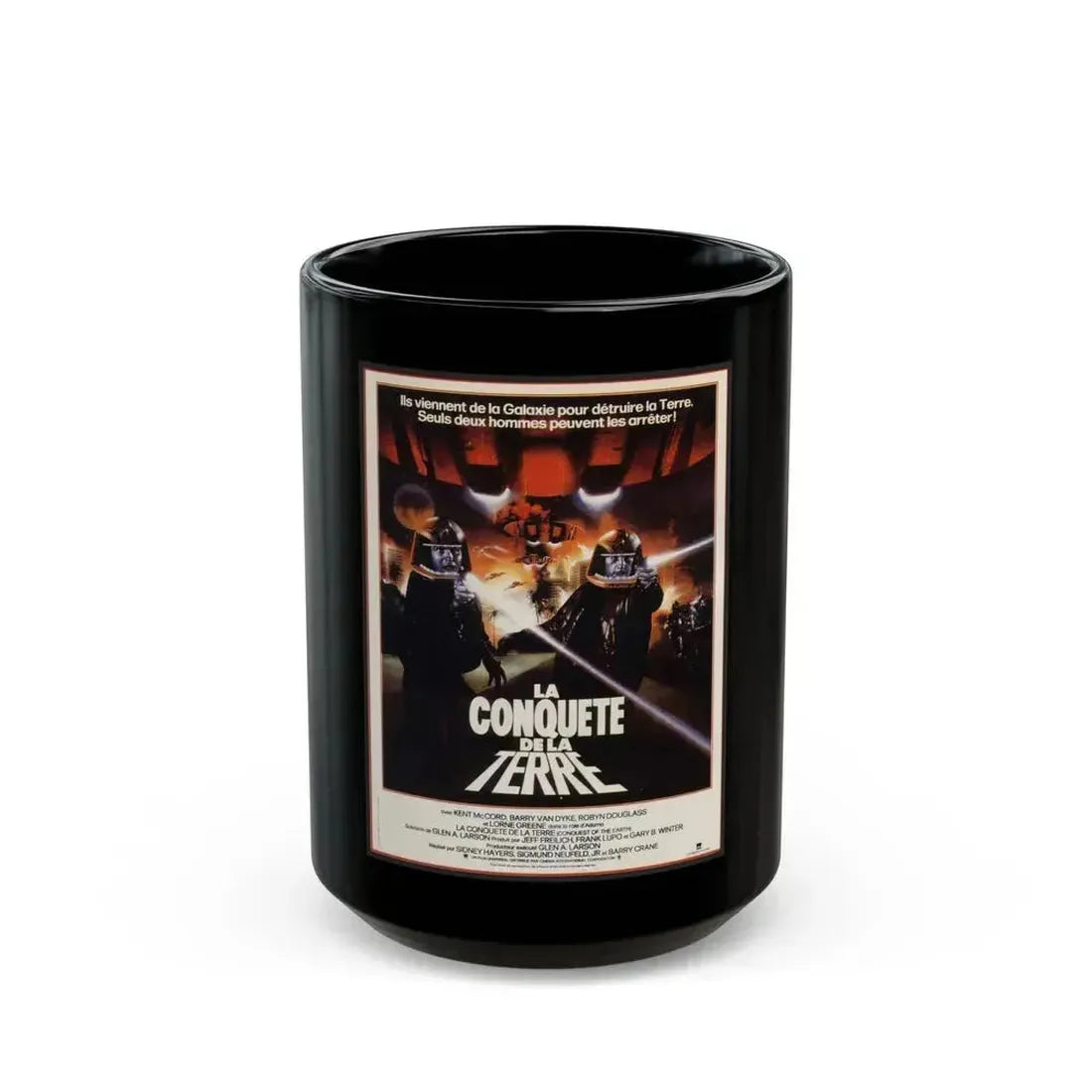 CONQUEST OF THE EARTH 1980 Movie Poster - Black Coffee Mug 15oz - Go Mug Yourself