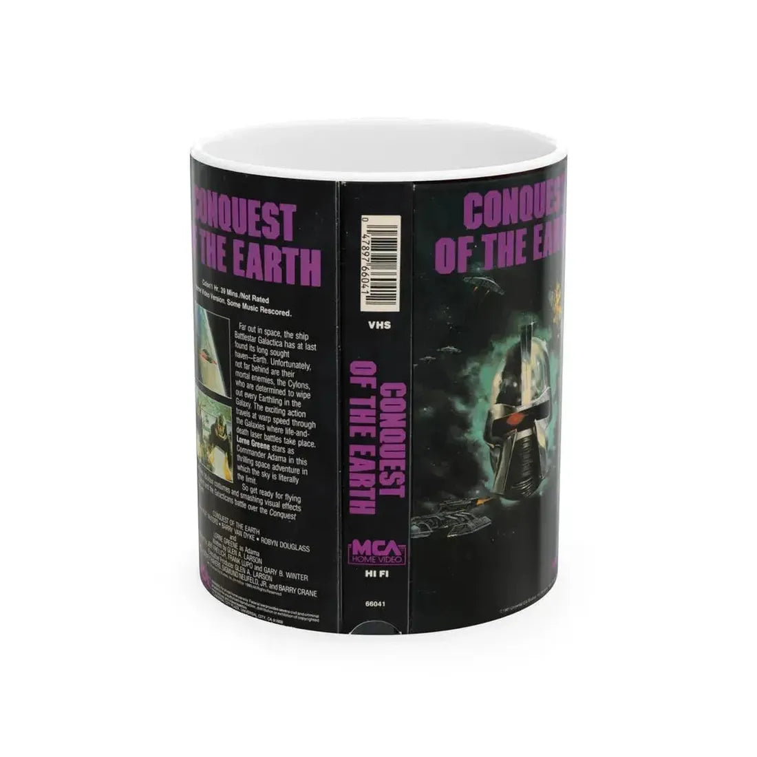CONQUEST OF THE EARTH (VHS COVER) - White Coffee Mug 11oz - Go Mug Yourself