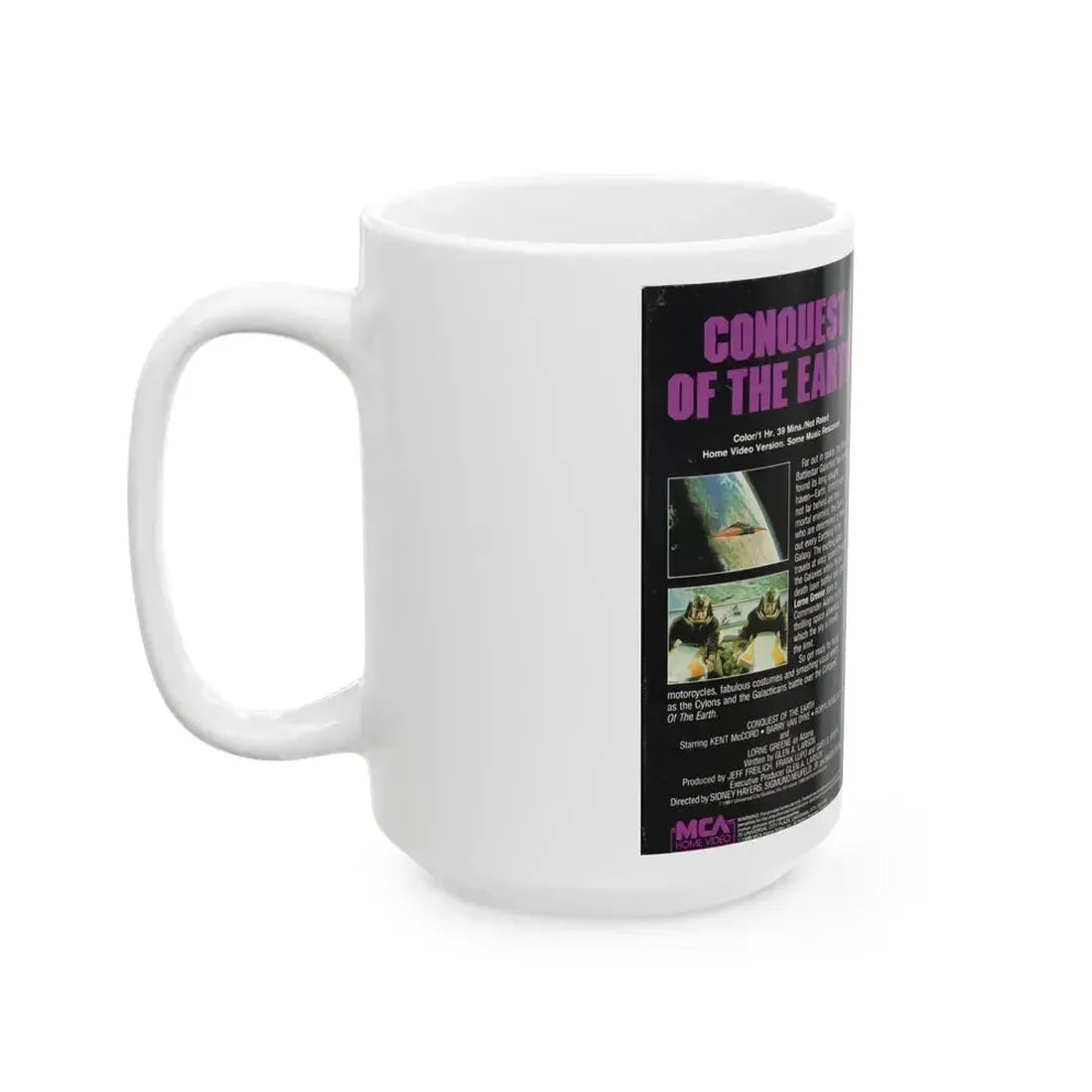 CONQUEST OF THE EARTH (VHS COVER) - White Coffee Mug - Go Mug Yourself